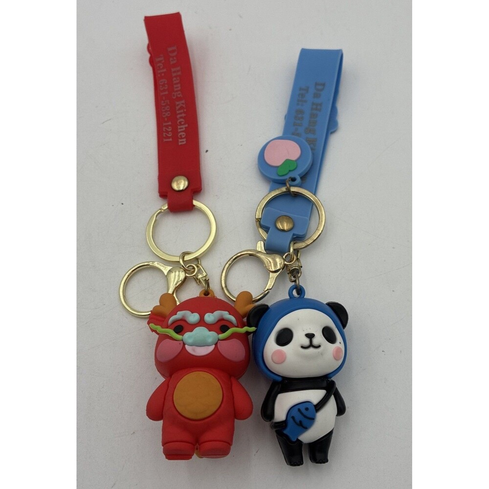 Hello Kitty Keychain Red Charm 3D Figure And Panda Keychain .
